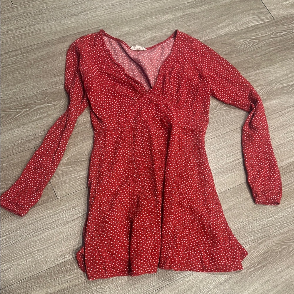 Red Polka Dot Long Sleeve Dress